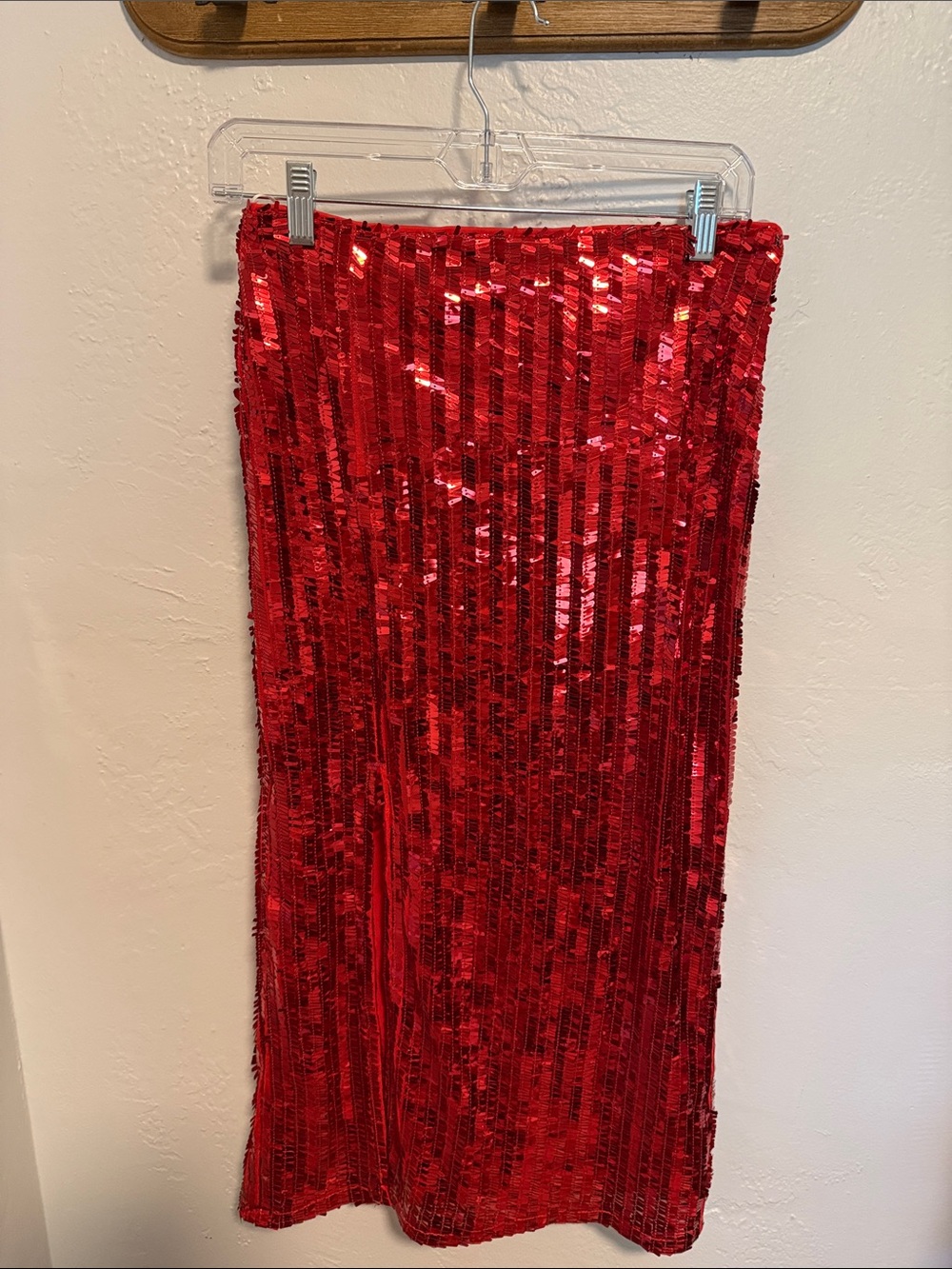 Lena Red Sequin Midi Skirt